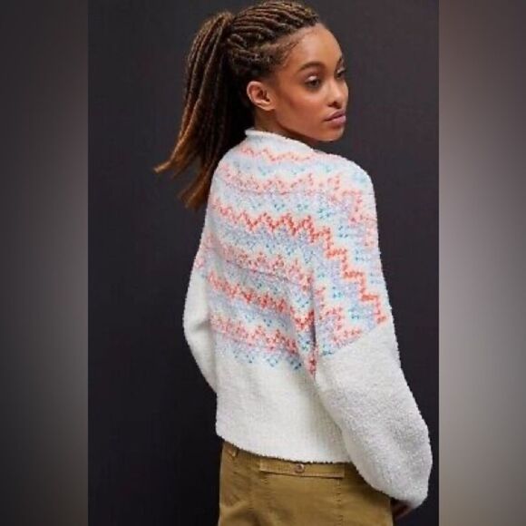 Anthropologie Pilcro Selene Sweater Aztec Rainbow Multi Color Relaxed sz XXS NWT - Picture 5 of 11